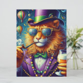 Lion/Louisiana Mardi Gras Feestdagenkaart (Staand voorkant)