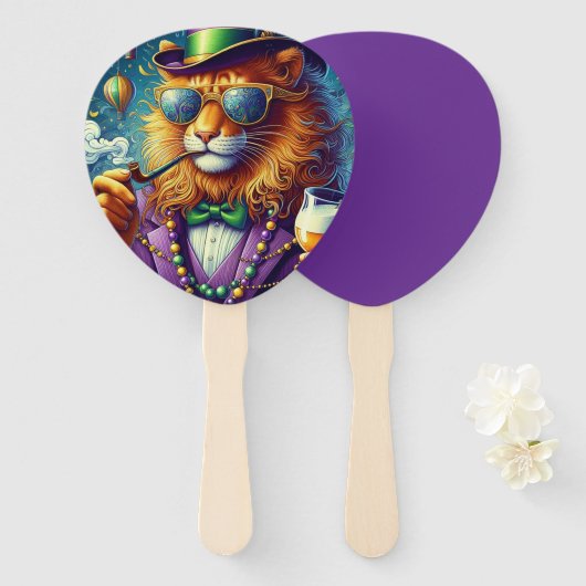 Lion/Louisiana Mardi Gras Handwaaier (Voorkant en achterkant)