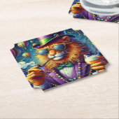 Lion/Louisiana Mardi Gras Kartonnen Onderzetters (Gekanteld)