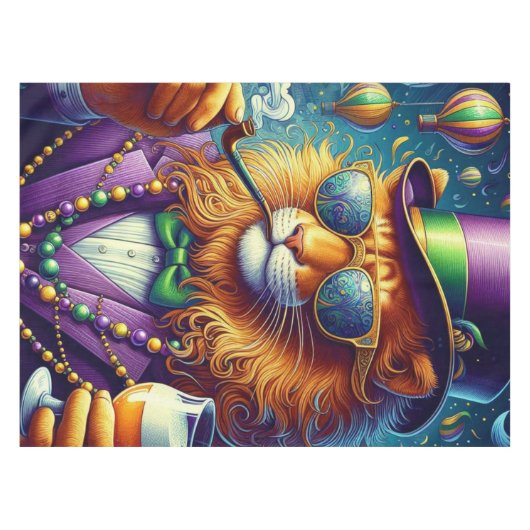 Lion/Louisiana Mardi Gras Tafelkleed (Voorkant (Horizontaal))