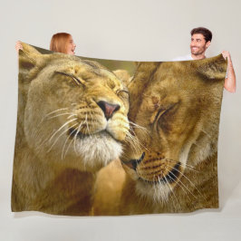 Lion Love Plush Fleece Deken
