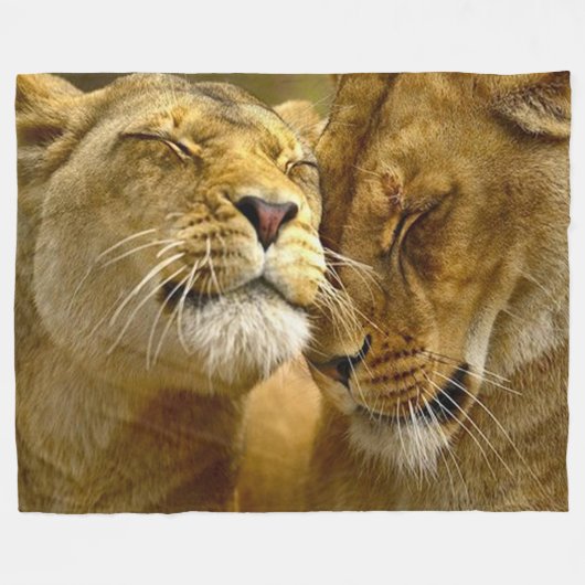 Lion Love Plush Fleece Deken (Voorkant (Horizontaal))
