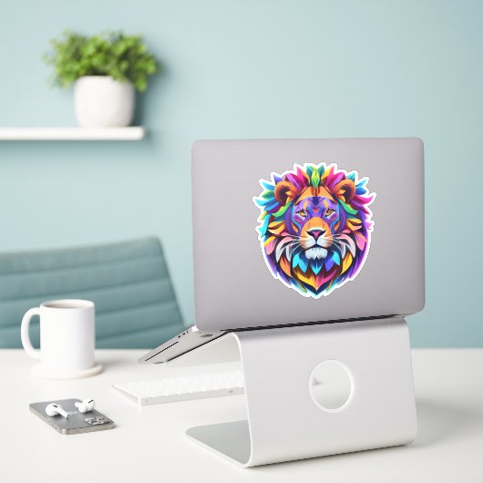 Lion Love Schattige Stickers voor fans (Laptop op bureau)