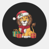 Lion Lover Xmas Holiday Santa Lion Christmas  Ronde Sticker (Voorkant)