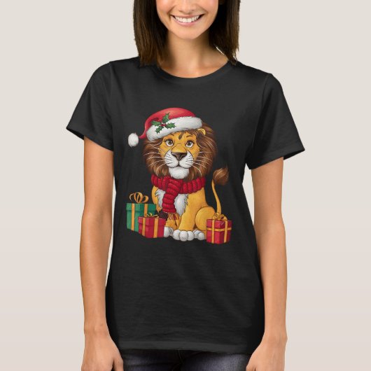Lion Lover Xmas Holiday Santa Lion Christmas  T-shirt (Voorkant)