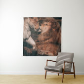 LION LYING ON BROWN ROCK WANDKLEED (In situ)