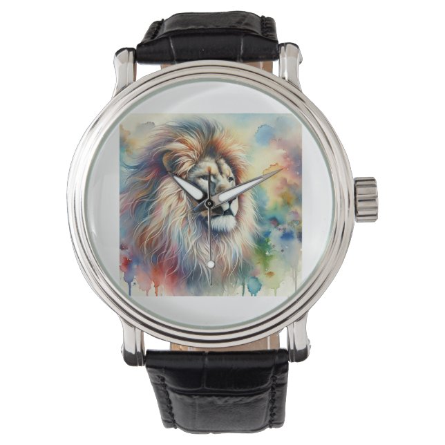 Lion Majesty 200824AREF131 - Watercolor Horloge (Voorkant)