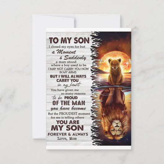 Lion mama aan mijn zoon Ik sloot mijn ogen. Bedankkaart (Voorkant)