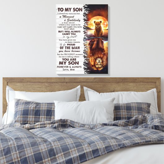 Lion mama aan mijn zoon Ik sloot mijn ogen. Canvas Afdruk (Insitu (Slaapkamer))