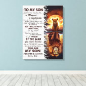 Lion mama aan mijn zoon Ik sloot mijn ogen. Canvas Afdruk (Insitu (Houten vloer))