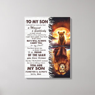 Lion mama aan mijn zoon Ik sloot mijn ogen. Canvas Afdruk