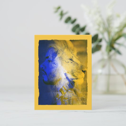 Lion Man Collage Briefkaart (Staand voorkant)