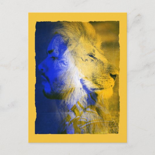 Lion Man Collage Briefkaart (Voorkant)