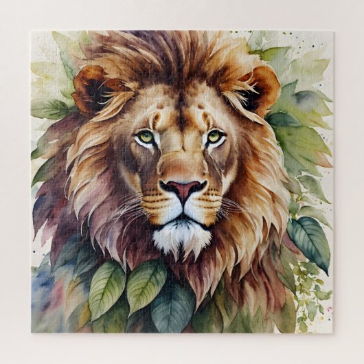 Lion Mane Portrait Botanische Waterverf Legpuzzel (Verticaal)