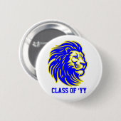 Lion Mascot Blue Yellow and White Spirit Button (Voorkant /achterkant)