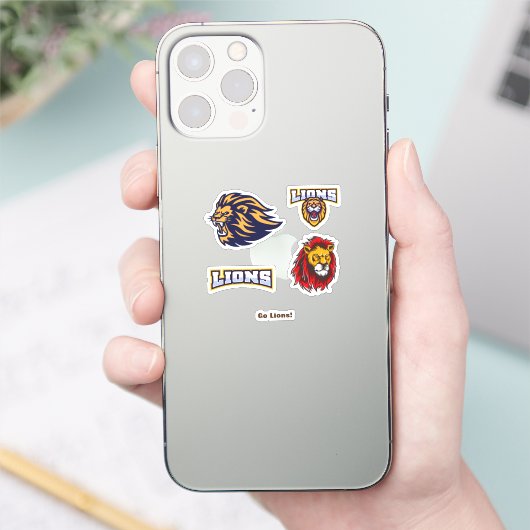 Lion Mascot Custom Cut Sticker (Telefoon)