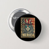 Lion Merica Amerikaanse vlag op 4 juli Ronde Button 5,7 Cm (Voorkant /achterkant)