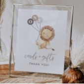 Lion met 3 bruine-ballonkaarten Geschikt teken Poster