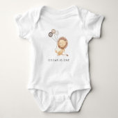 Lion met 3 bruine ballonnen 1e verjaardag Baby Bod Romper (Voorkant)