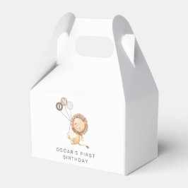 Lion met 3 bruine ballonnen bedankdoosjes