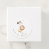 Lion met 3 bruine ballonnen bedankjes labels (In situ)