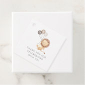 Lion met 3 bruine ballonnen bedankjes labels (In situ)