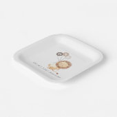 Lion met 3 bruine ballonnen papieren bordje (Gebogen)