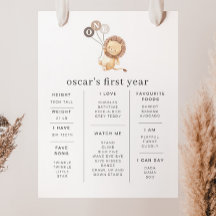 Lion met 3 bruine ballonnen Poster van Mijlsteen