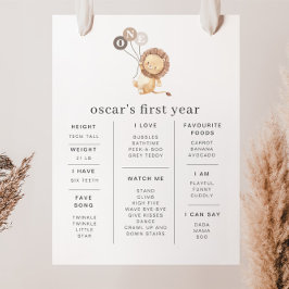 Lion met 3 bruine ballonnen Poster van Mijlsteen