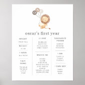 Lion met 3 bruine ballonnen Poster van Mijlsteen (Voorkant)