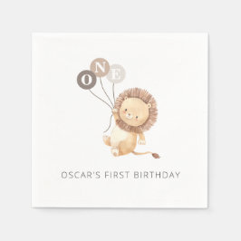 Lion met 3 bruine ballonnen servet