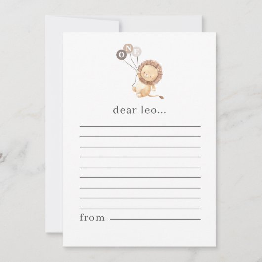 Lion met 3 bruine ballonnen Time Capsule Note Card Feestdagenkaart (Voorkant)