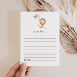 Lion met 3 bruine ballonnen Time Capsule Note Card Feestdagenkaart