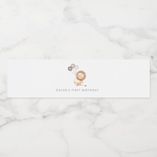 Lion met 3 bruine ballonnen waterfles etiket (Enkel label)