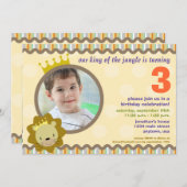 Lion met aangepast fotofeest Uitnodigen Kaart (Voorkant / Achterkant)