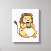 Lion met Burger Canvas Afdruk (Voorkant)