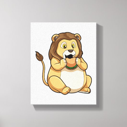 Lion met Burger Canvas Afdruk (Voorkant)