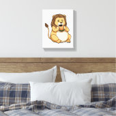 Lion met Burger Canvas Afdruk (Insitu (Slaapkamer))