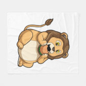 Lion met Burger Fleece Deken (Voorkant (Horizontaal))