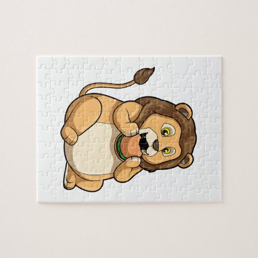 Lion met Burger Legpuzzel (Horizontaal)