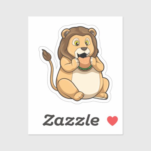 Lion met Burger Sticker (Vel)