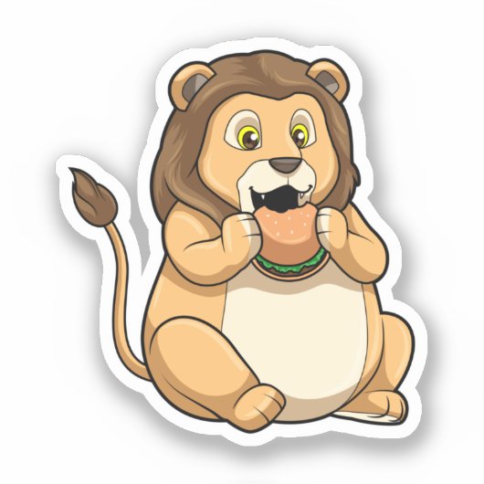 Lion met Burger Sticker (Voorkant)
