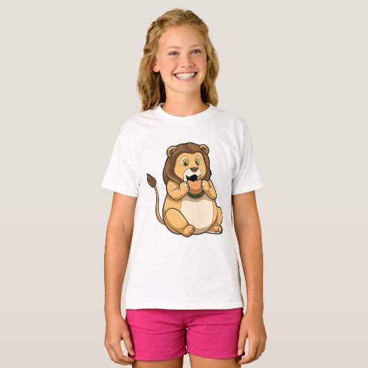 Lion met Burger T-shirt (Voorkant volledig)
