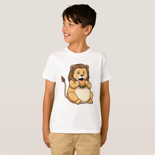 Lion met Burger T-shirt (Voorkant volledig)