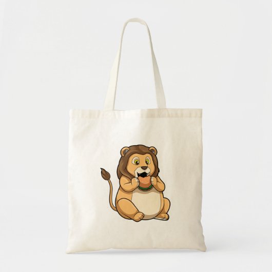 Lion met Burger Tote Bag (Voorkant)