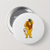 Lion met Comb Ronde Button 7,6 Cm (Voorkant /achterkant)