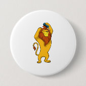 Lion met Comb Ronde Button 7,6 Cm (Voorkant)