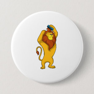 Lion met Comb Ronde Button 7,6 Cm