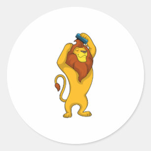 Lion met Comb Ronde Sticker