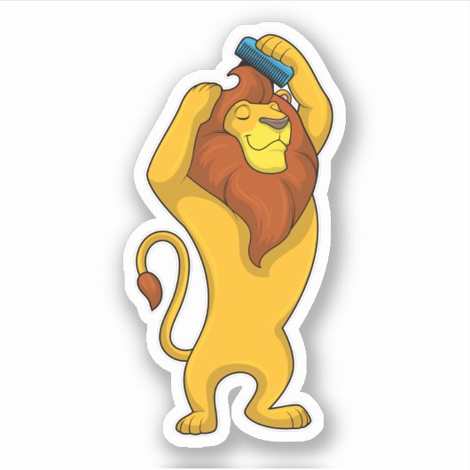 Lion met Comb Sticker (Voorkant)